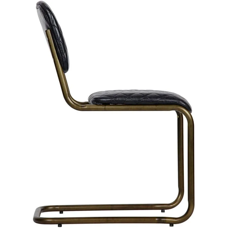 0037 Dining Cantilever Side Chair - Black Quilted Leather