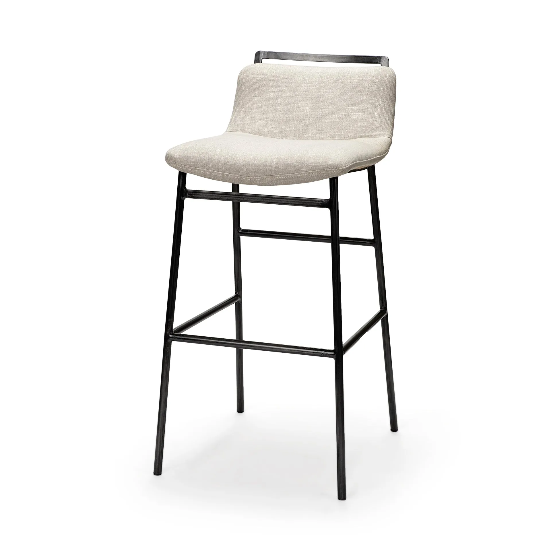 Alistair Beige Fabric | Gray Metal | Bar Stool