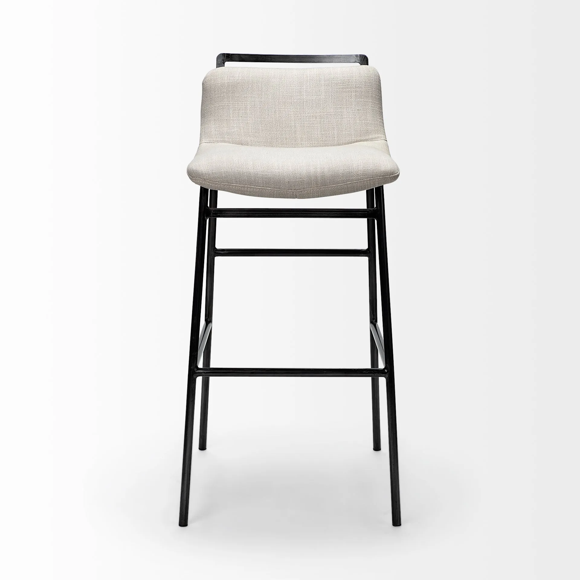 Alistair Beige Fabric | Gray Metal | Bar Stool