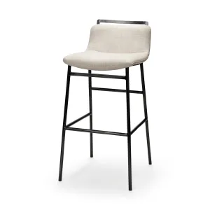 Alistair Beige Fabric | Gray Metal | Bar Stool