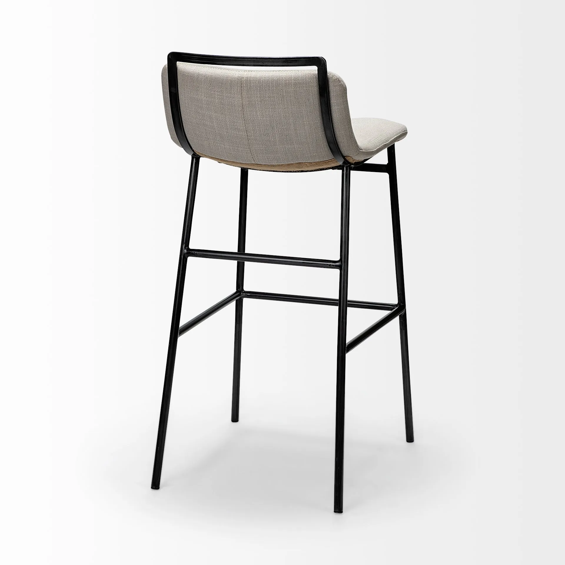 Alistair Beige Fabric | Gray Metal | Bar Stool