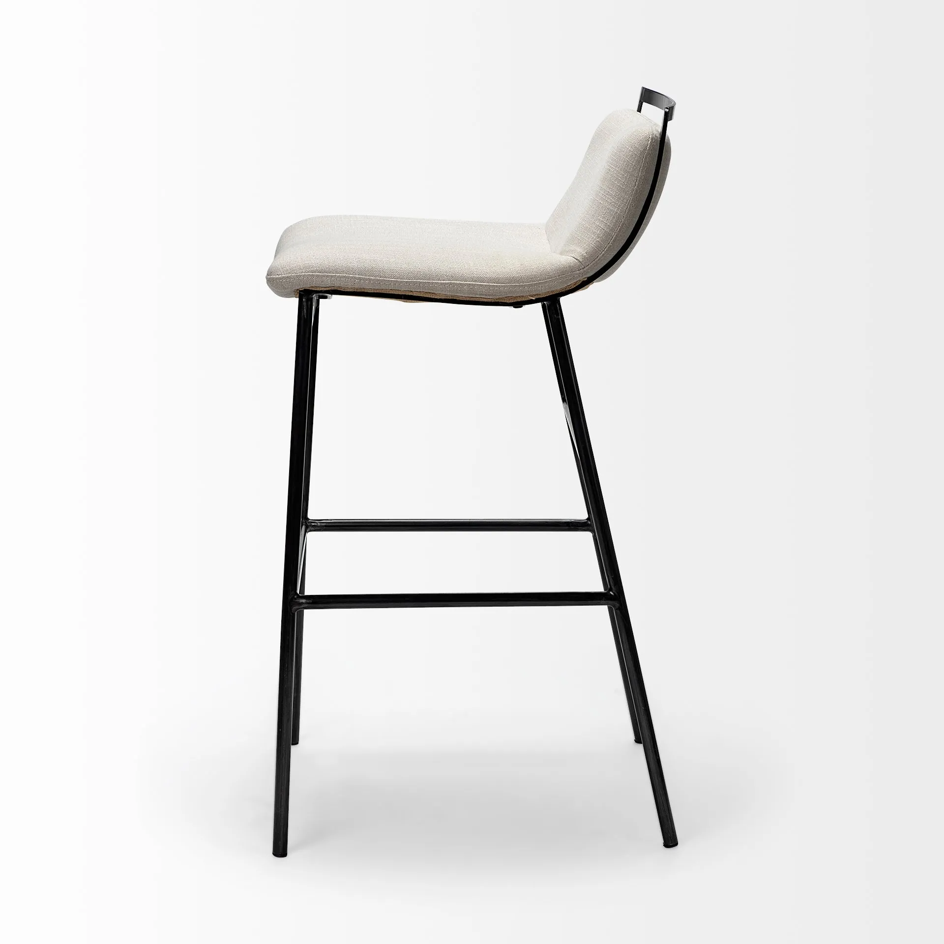 Alistair Beige Fabric | Gray Metal | Bar Stool