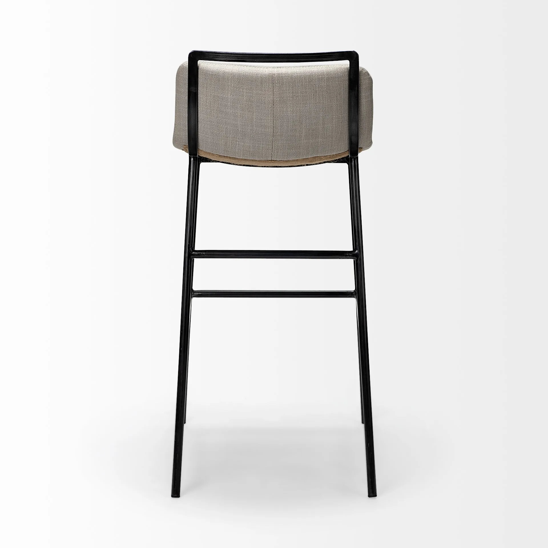 Alistair Beige Fabric | Gray Metal | Bar Stool