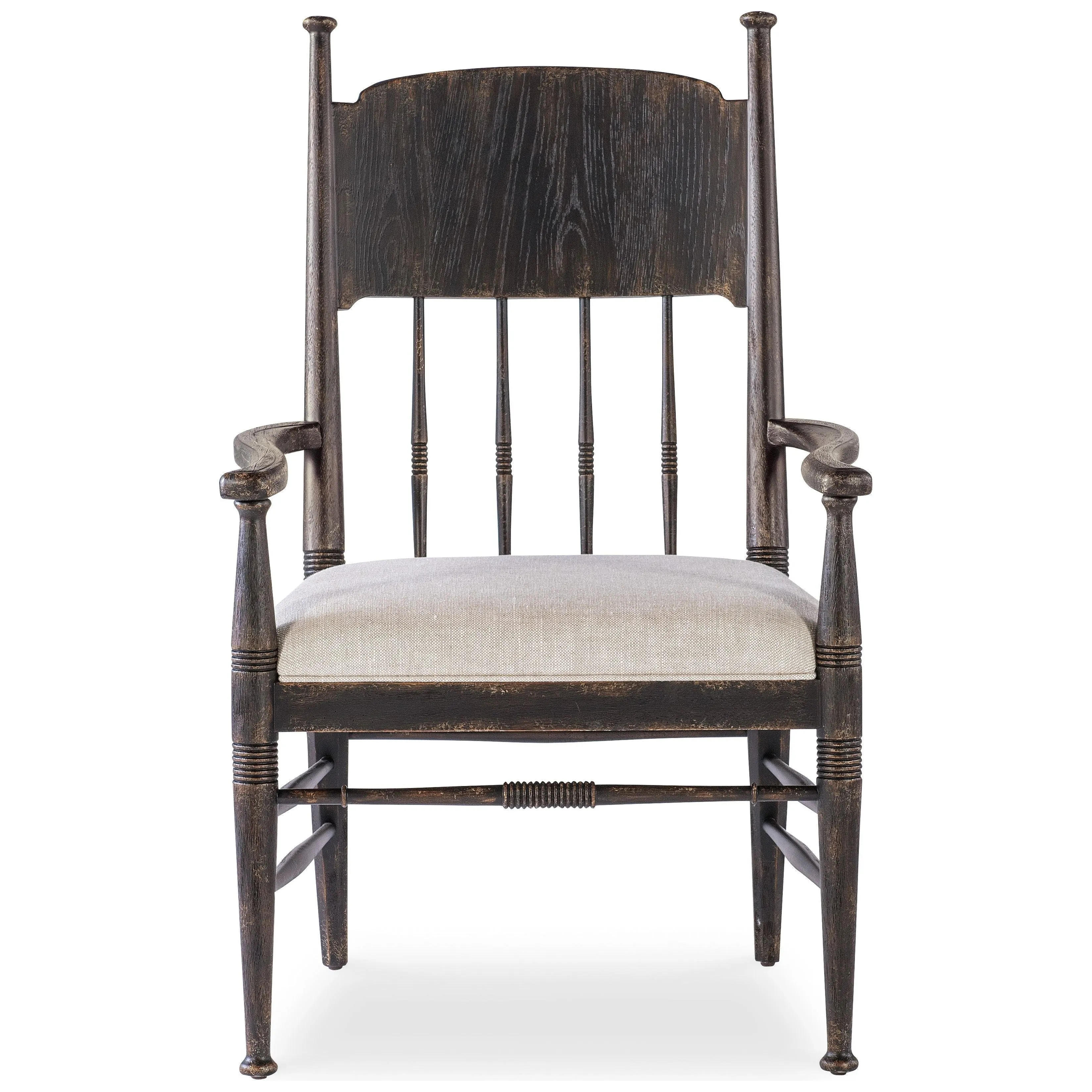 Americana Upholstered Seat Arm Chair - Dark Wood