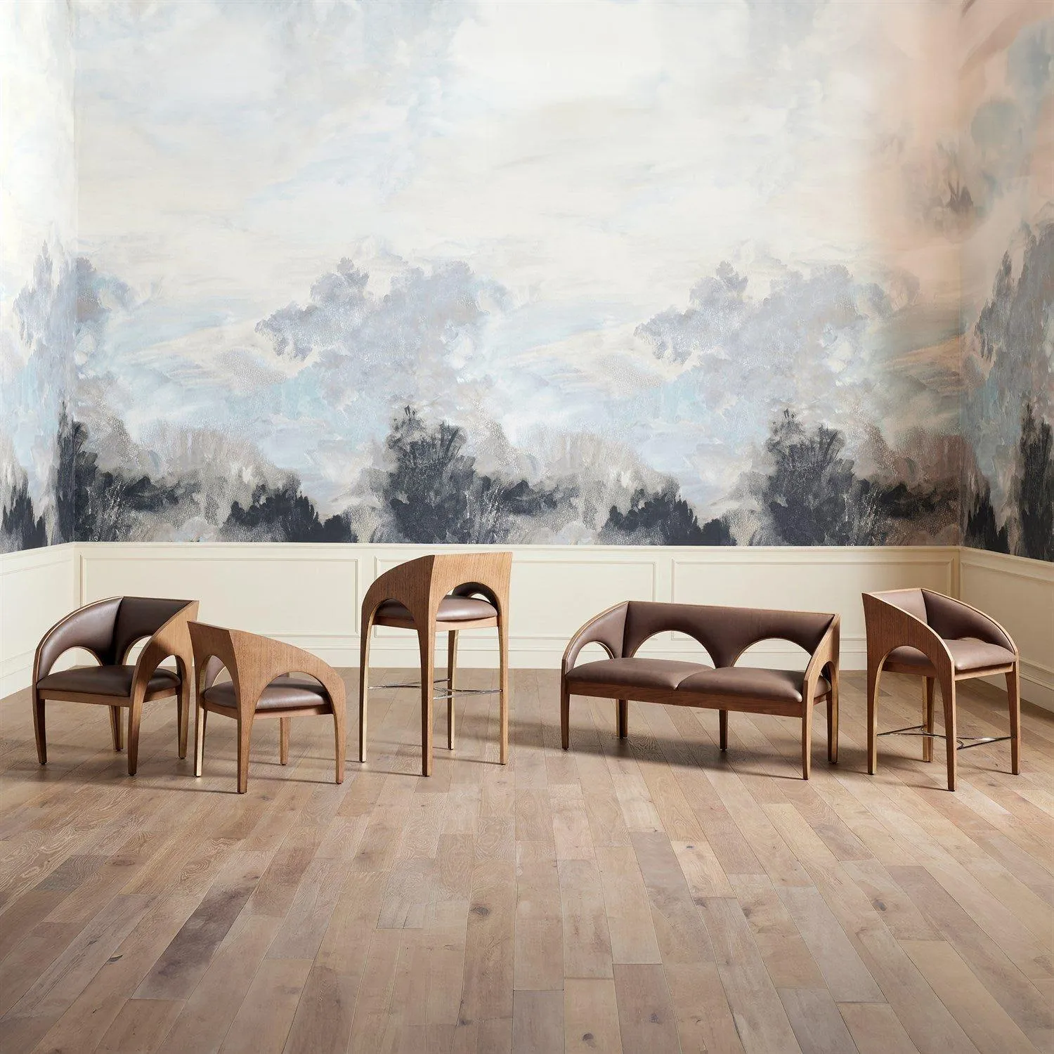 Arches Bar Stool-Nutmeg/Champagne