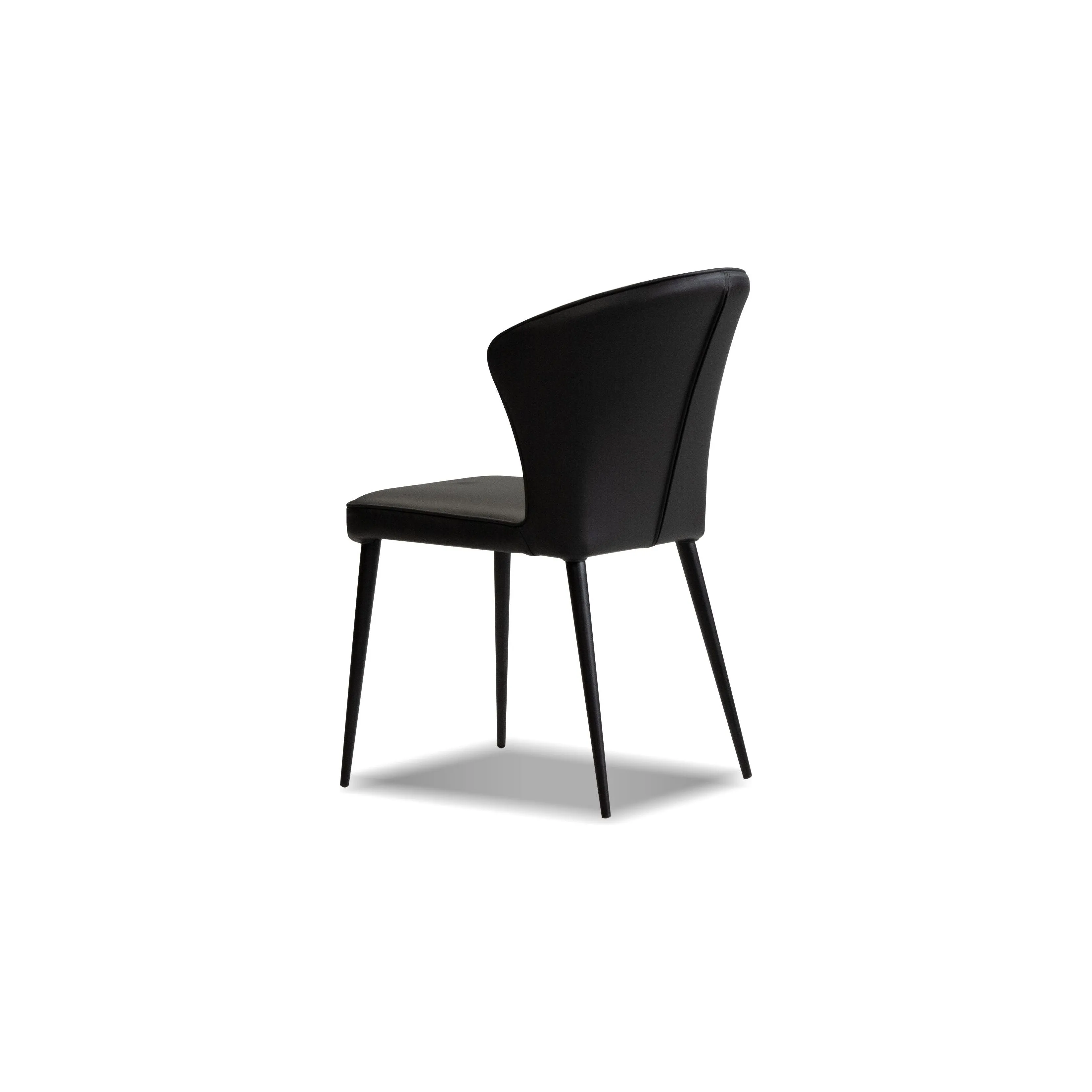 Ariel Dining Chair Black Leather Black Powder Coated Steel Base