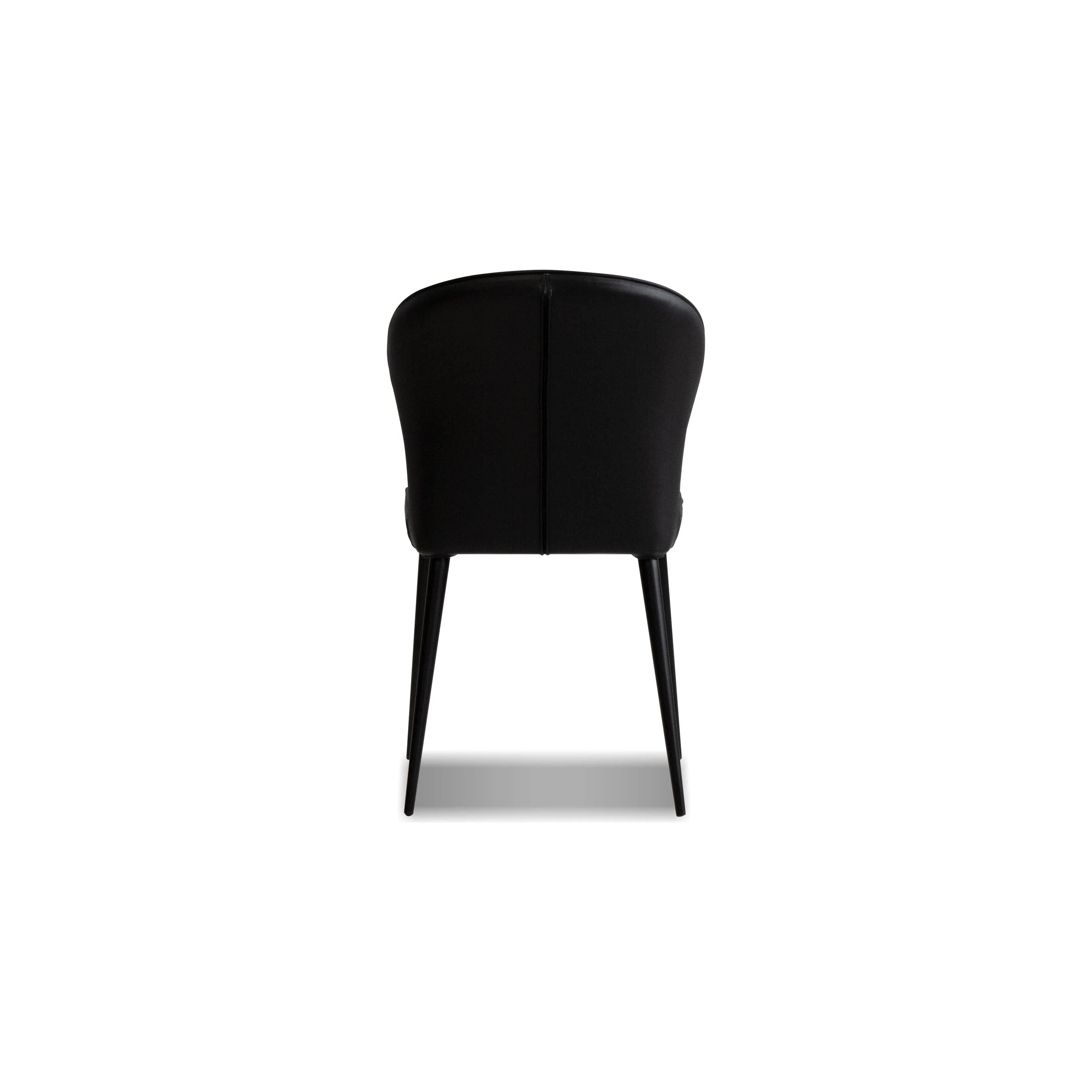 Ariel Dining Chair Black Leather Black Powder Coated Steel Base