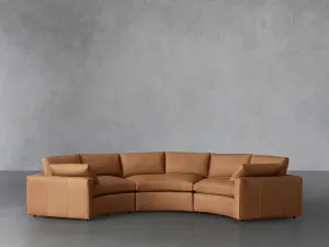 Beale Leather Three-Piece Curved Sectional