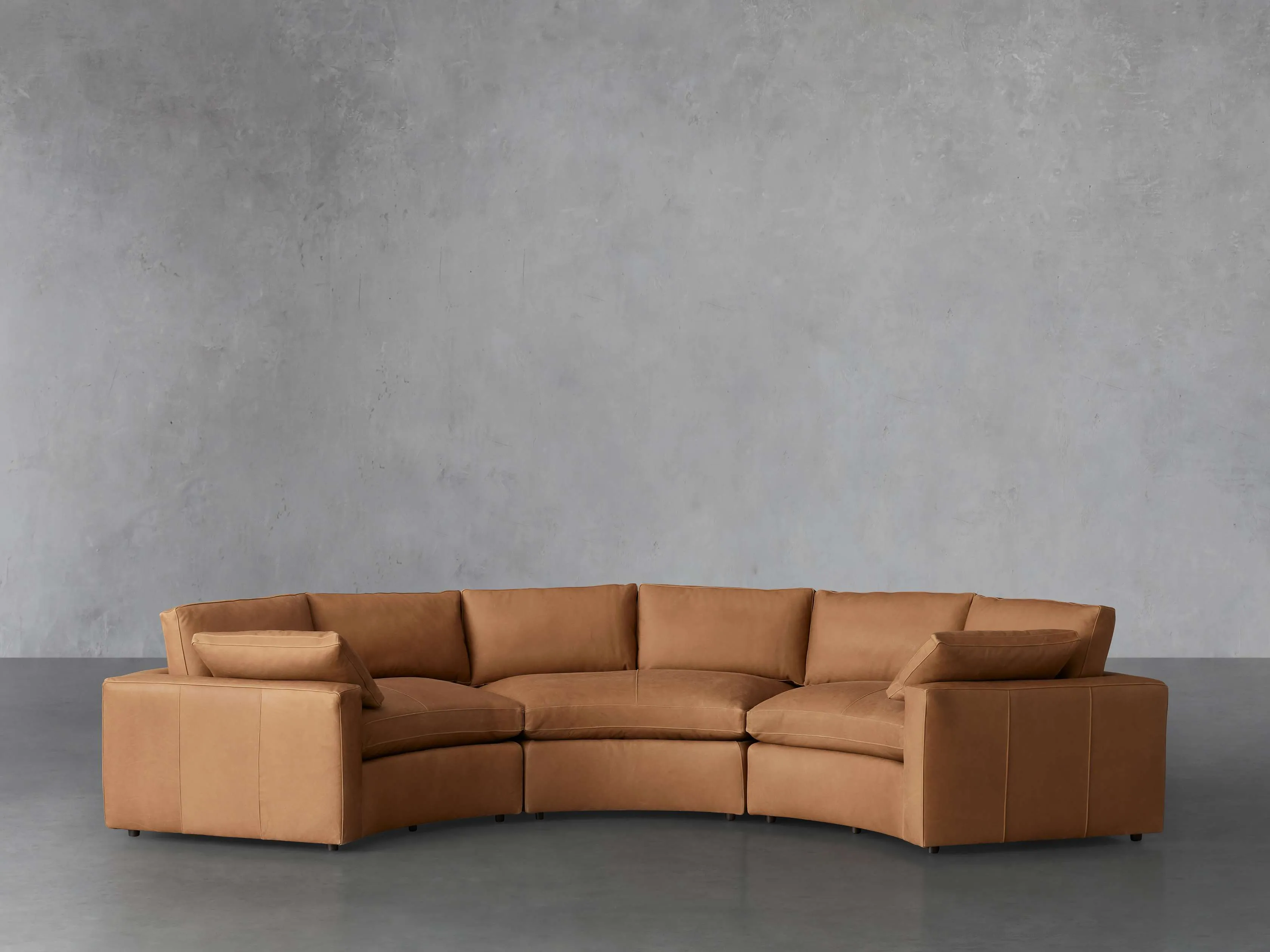 Beale Leather Three-Piece Curved Sectional