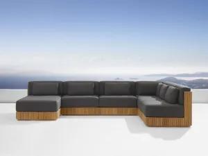 Beaumont Outdoor Teak Six-Piece Sectional with Chaise