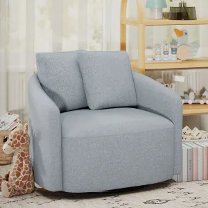 Beautiful LS-BT-032 Drew Kids Accent Chair Cornflower Boucl Fabric with Swivel Base