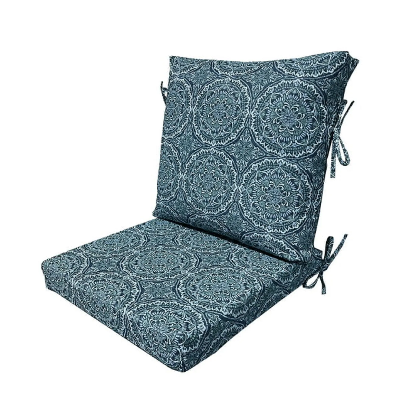 Better Homes & Gardens BH5608811816026 Premium Blue and Green Medallion Outdoor Dining Chair Cushion
