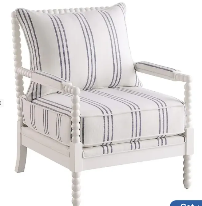 Blanchett Upholstered Accent Chair With Spindle Accent White And Navy