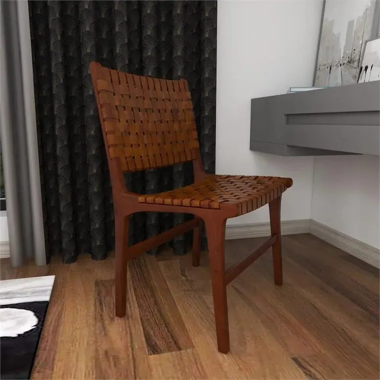 Brown Teak Wood Dining Chair