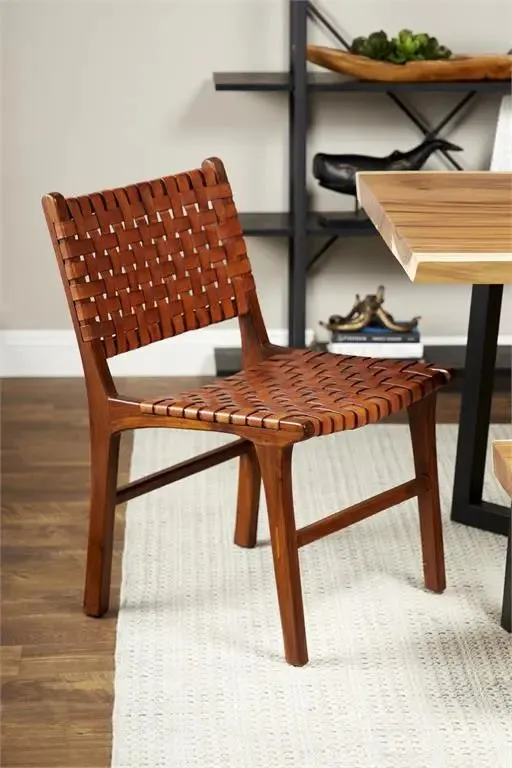 Brown Teak Wood Dining Chair