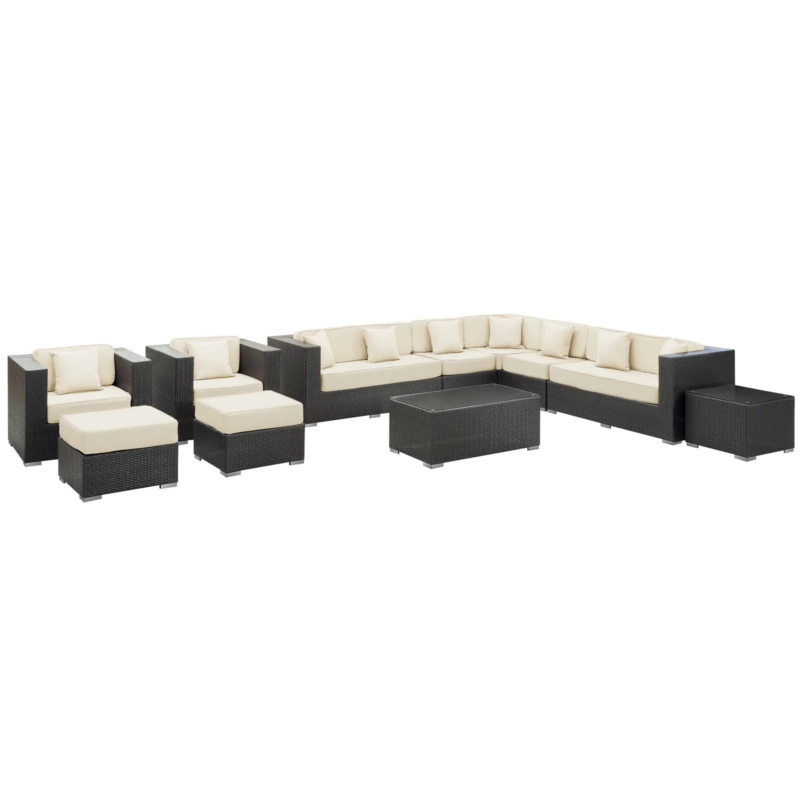 Cohesion 11 Piece Outdoor Patio Sectional Set by Modway
