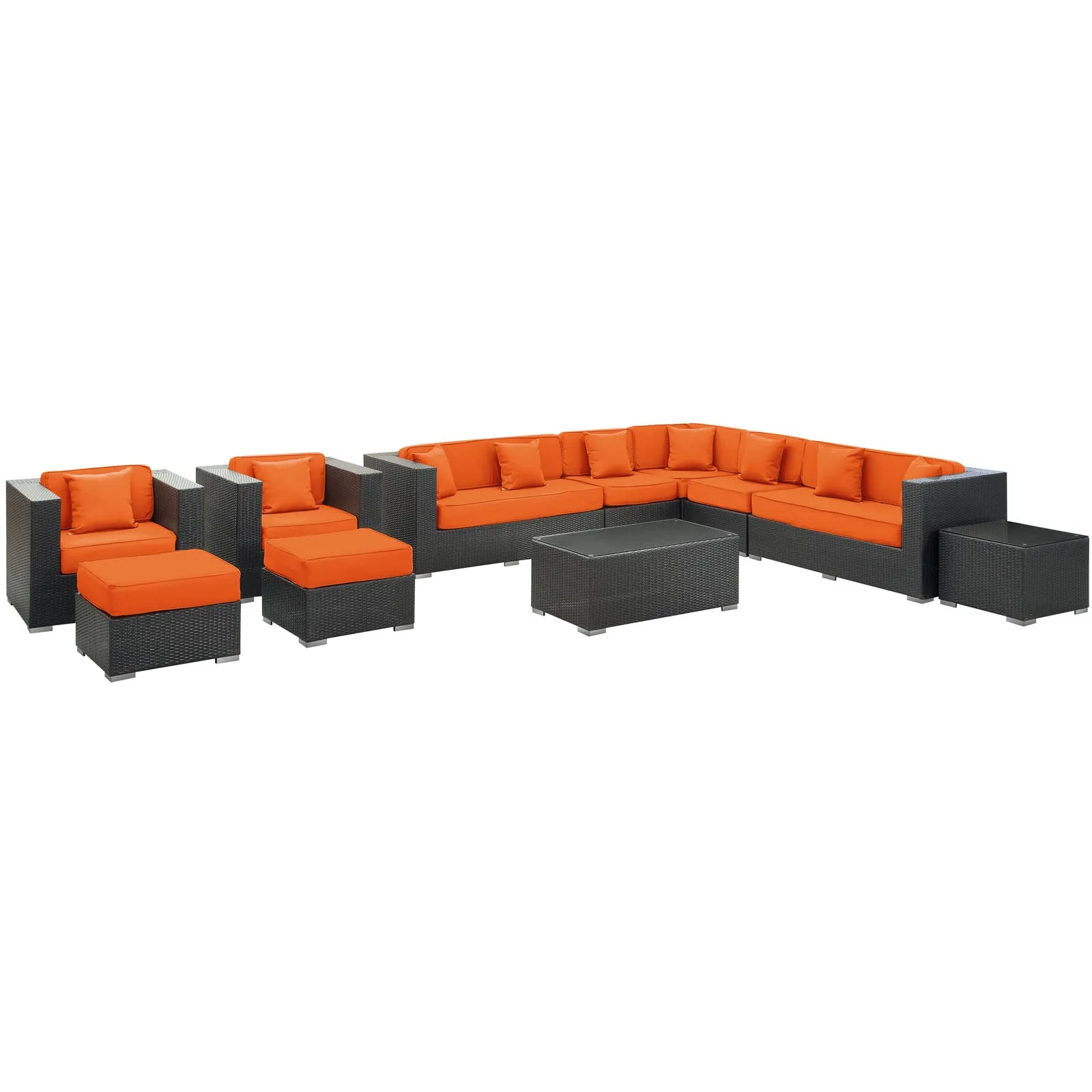 Cohesion 11 Piece Outdoor Patio Sectional Set by Modway