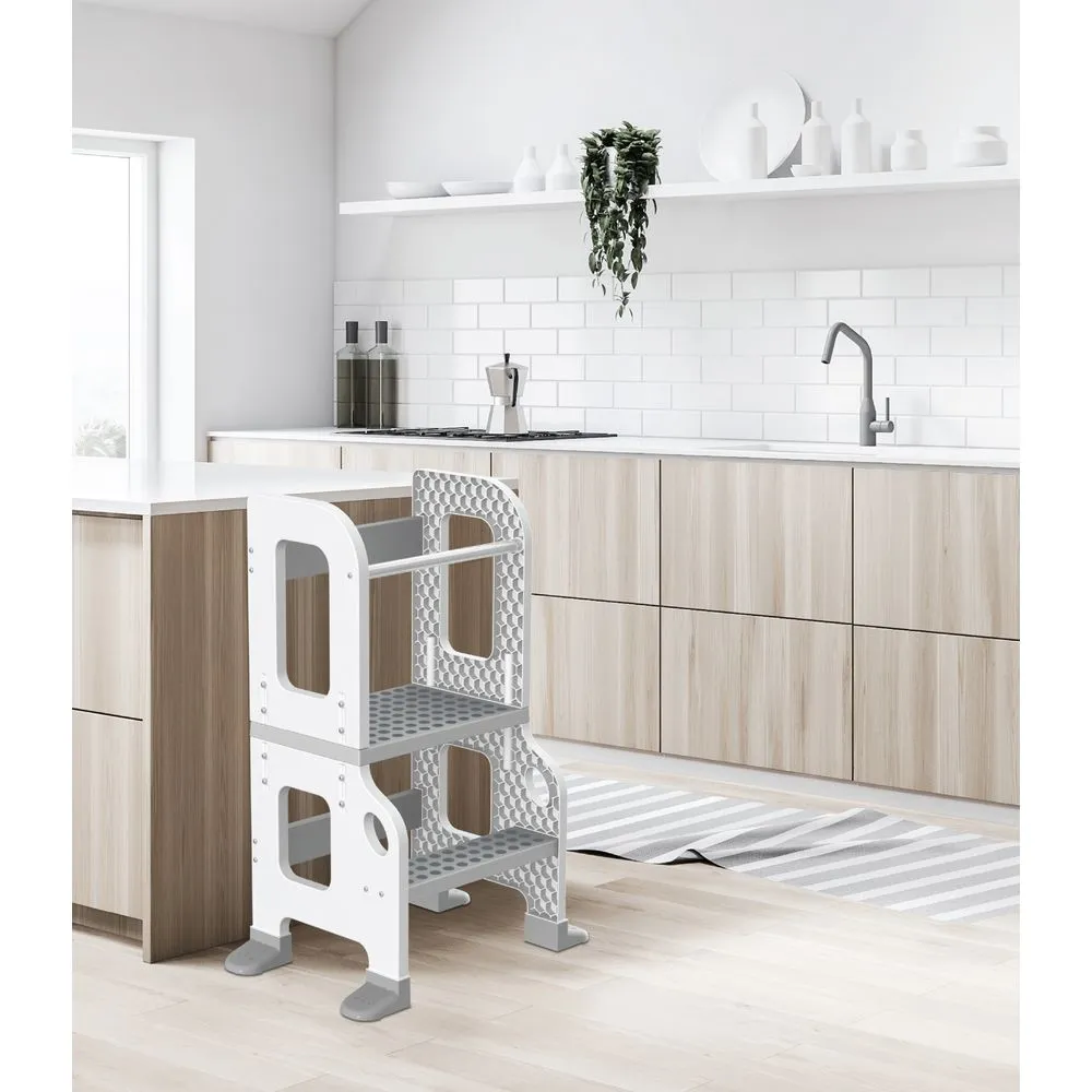 Core Pacific 700784 Kitchen Buddy Learning Tower 2-in-1 Stool, White