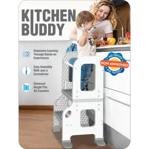 Core Pacific 700784 Kitchen Buddy Learning Tower 2-in-1 Stool, White