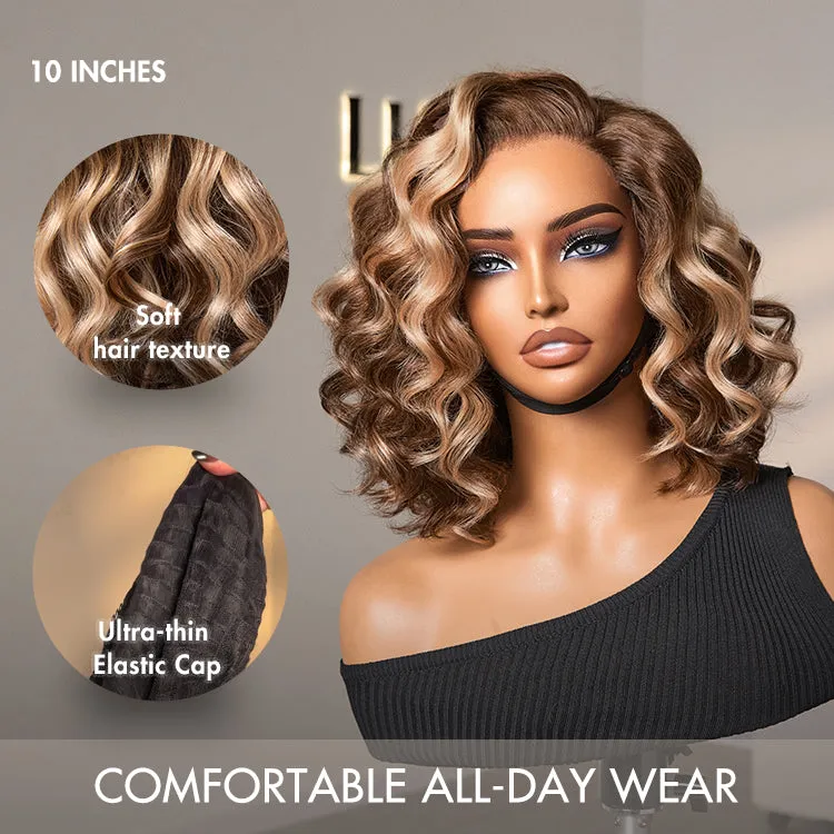 Crazy Wednesday | Ash Blonde Highlight Loose Wave Glueless Minimalist HD Lace Short Wavy Wig Pre-Cut Lace