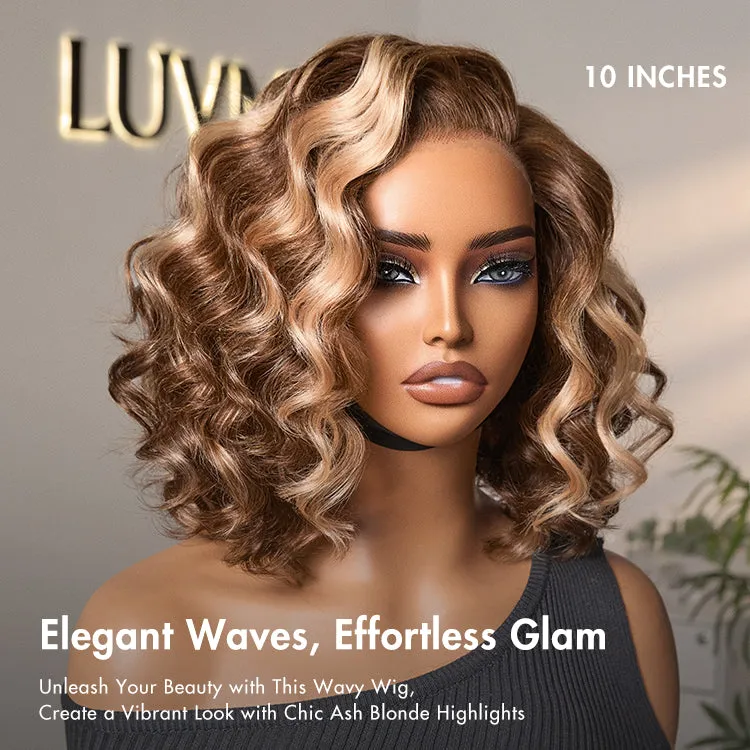 Crazy Wednesday | Ash Blonde Highlight Loose Wave Glueless Minimalist HD Lace Short Wavy Wig Pre-Cut Lace
