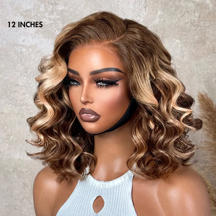 Crazy Wednesday | Ash Blonde Highlight Loose Wave Glueless Minimalist HD Lace Short Wavy Wig Pre-Cut Lace