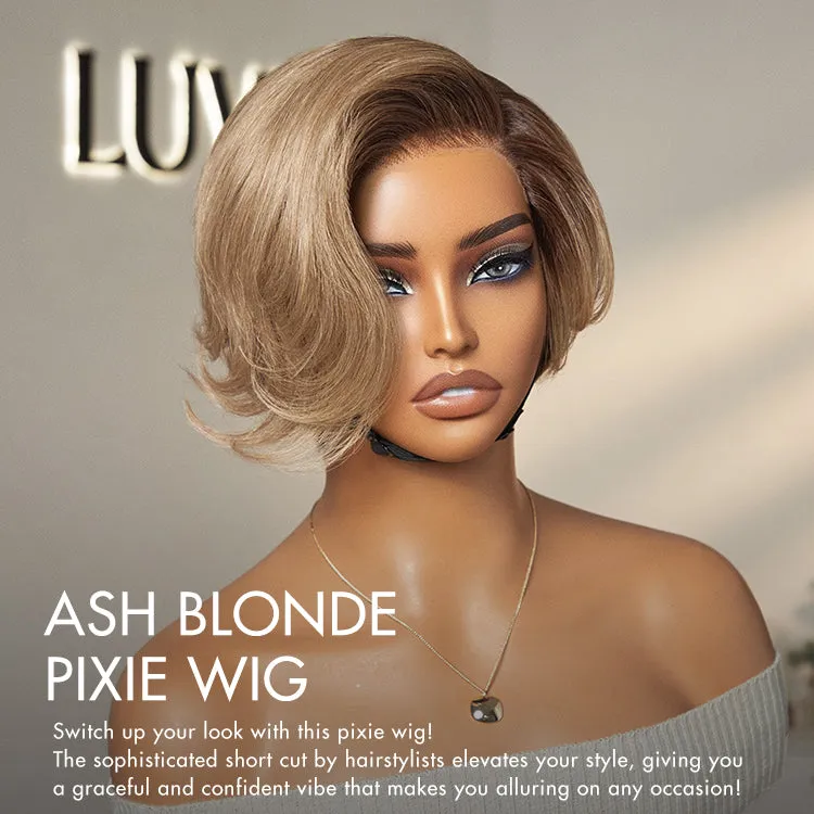 Crazy Wednesday | Ash Blonde Peekaboo Brown Pixie Cut Wig Glueless Minimalist HD Lace Short Blonde Wig Pre-Cut Lace