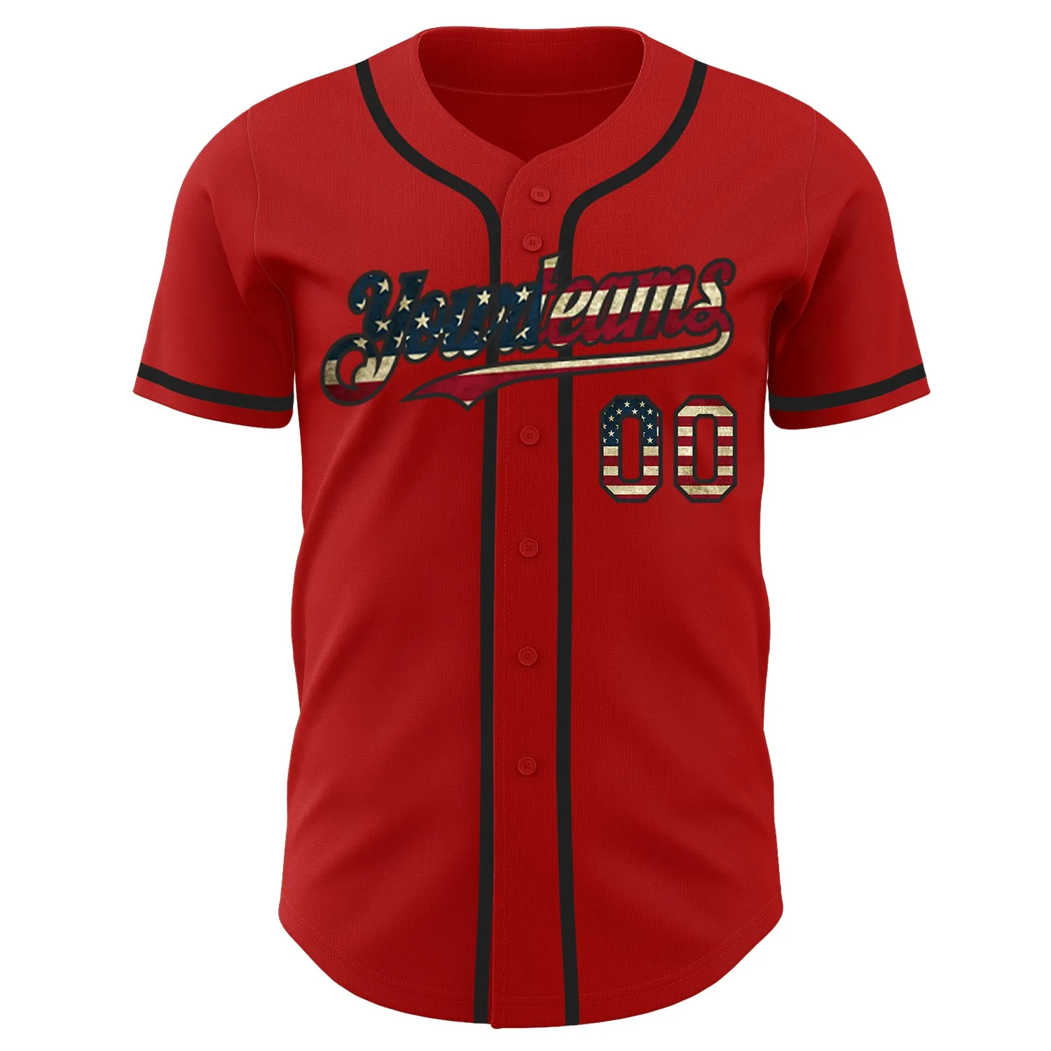 Custom Red Vintage USA Flag-Black Authentic Baseball Jersey