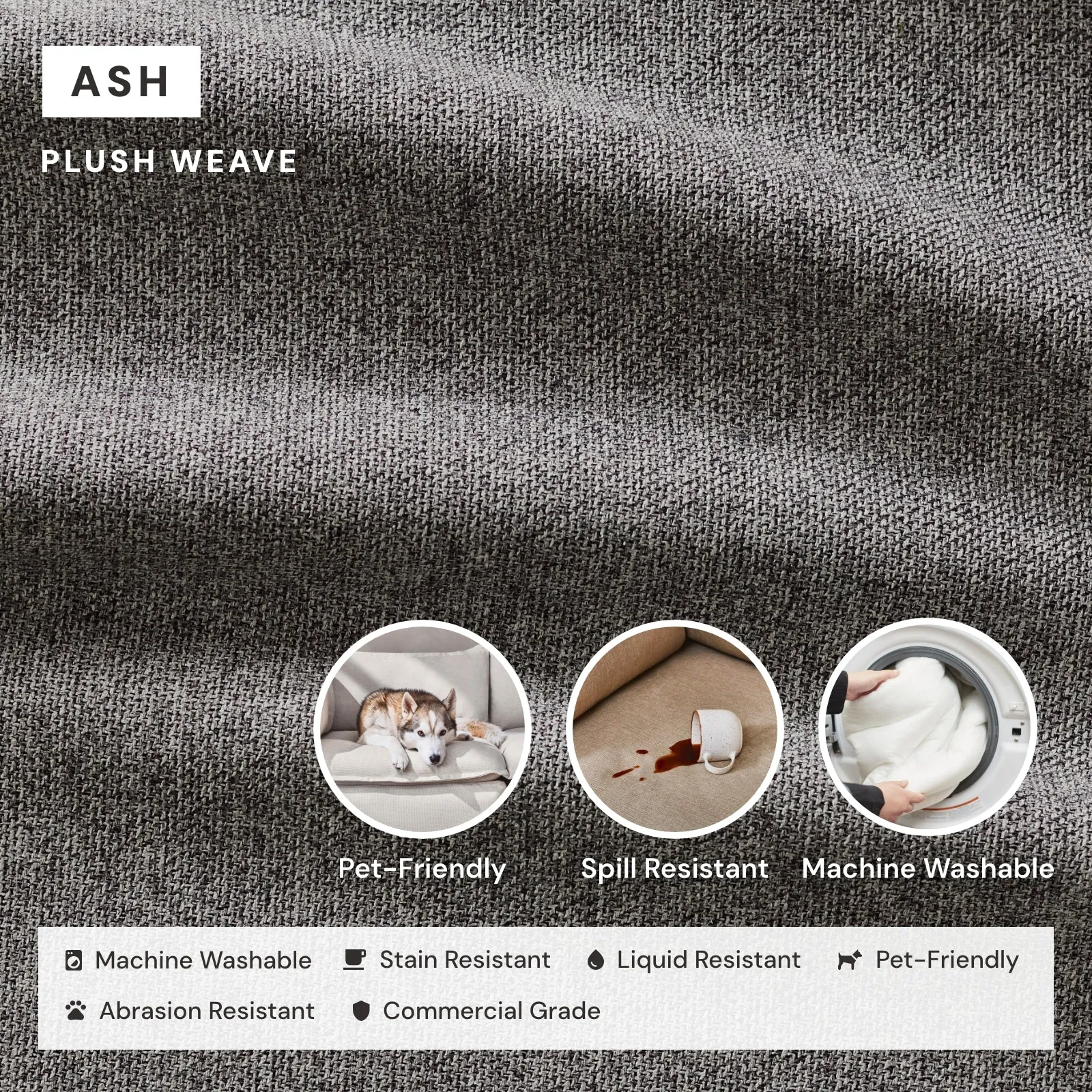 Elevate Comfort Layer Set for 2-Seater | Plush Weave in Ash