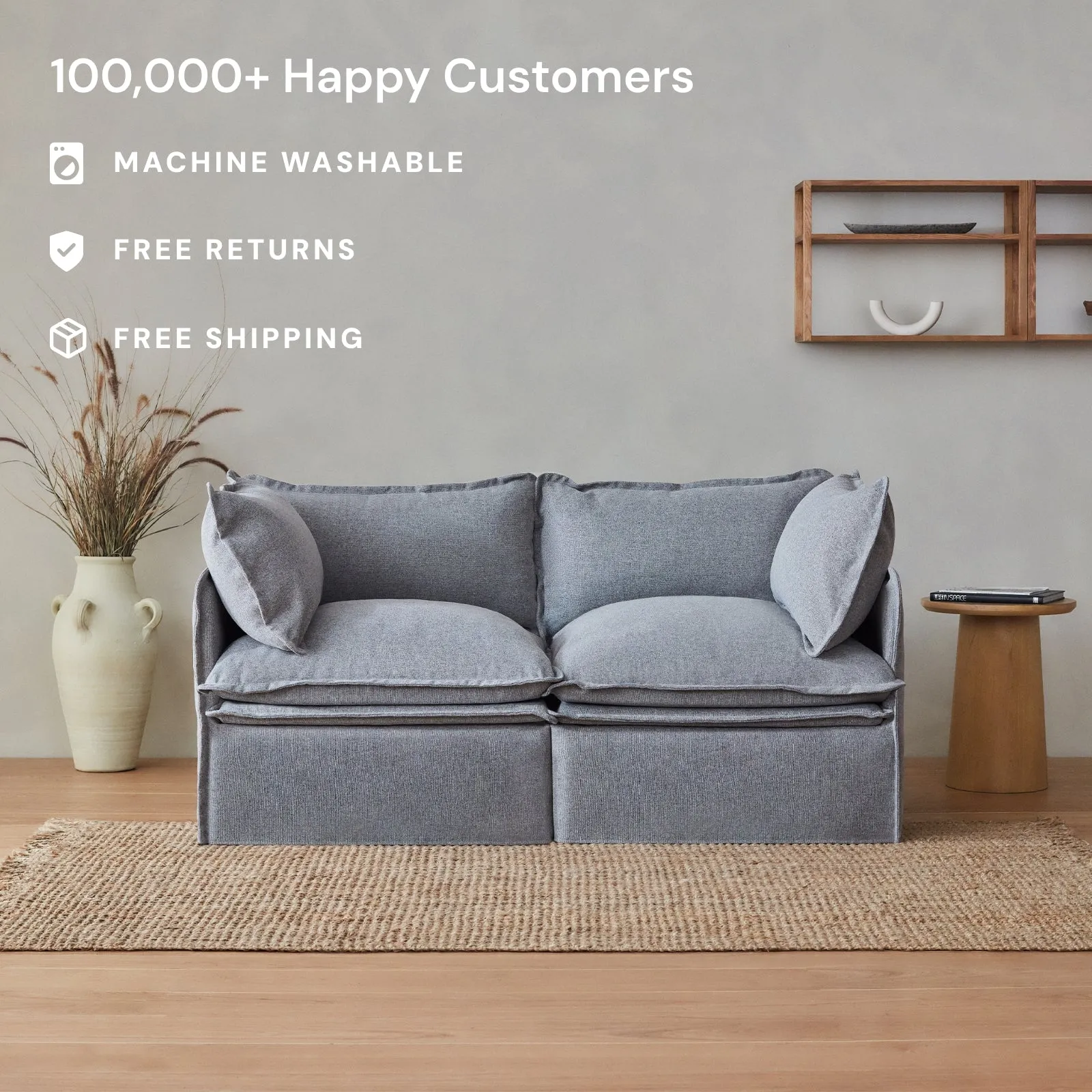 Elevate Comfort Layer Set for 7-Seater Corner Sectional | Blended Weave in Flour