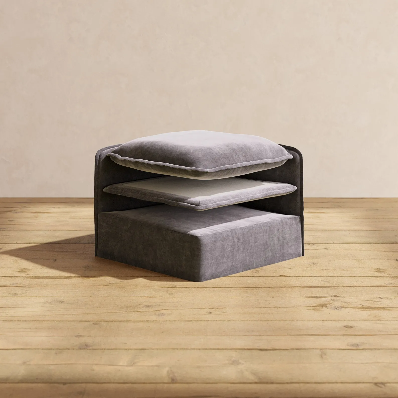 Elevate Comfort Layer Set for 7-Seater Open-Ends Corner Sectional | Luxury Velvet in Cinder