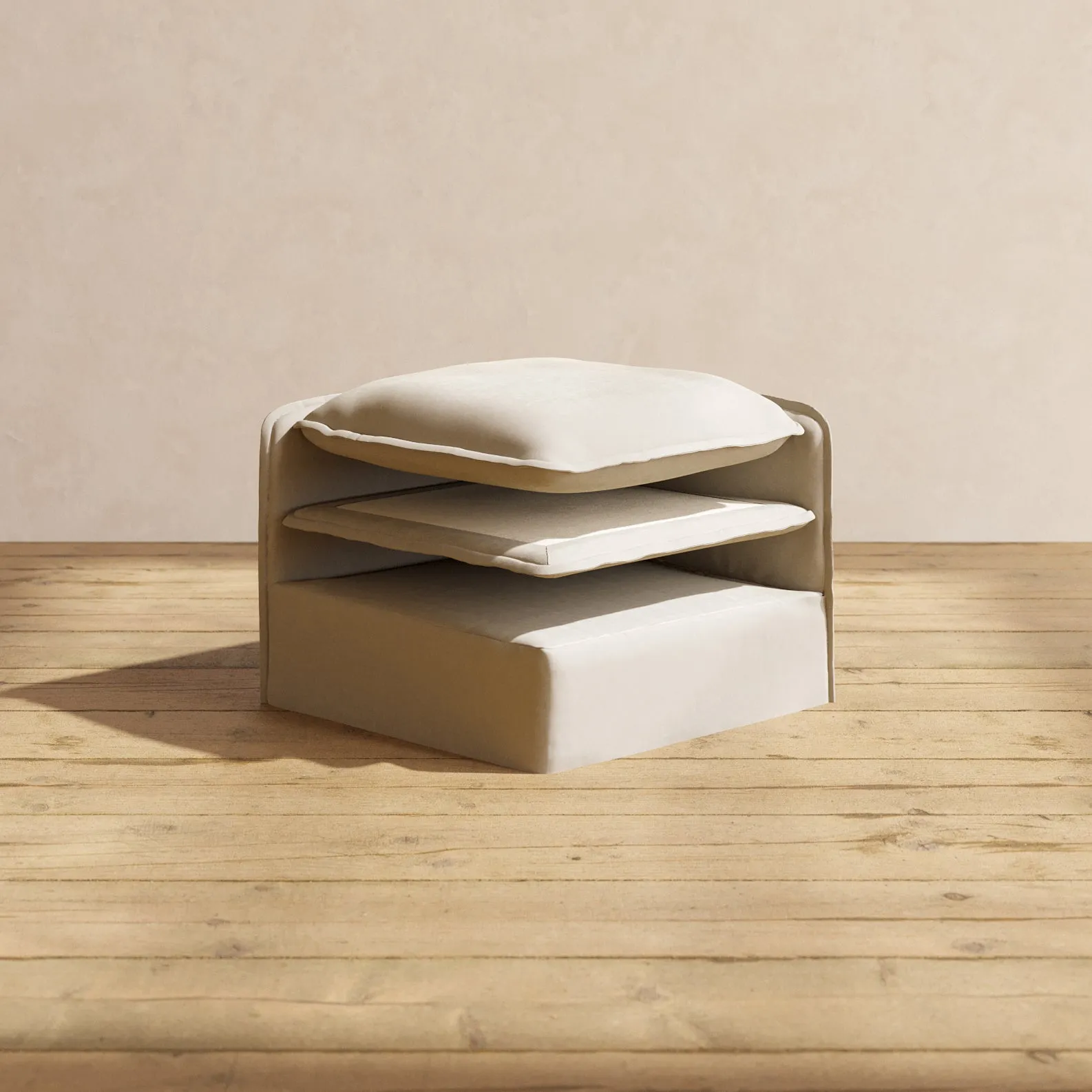 Elevate Comfort Layer Set for 7-Seater Open-Ends U-Sectional   Ottoman | Luxury Velvet in Dune