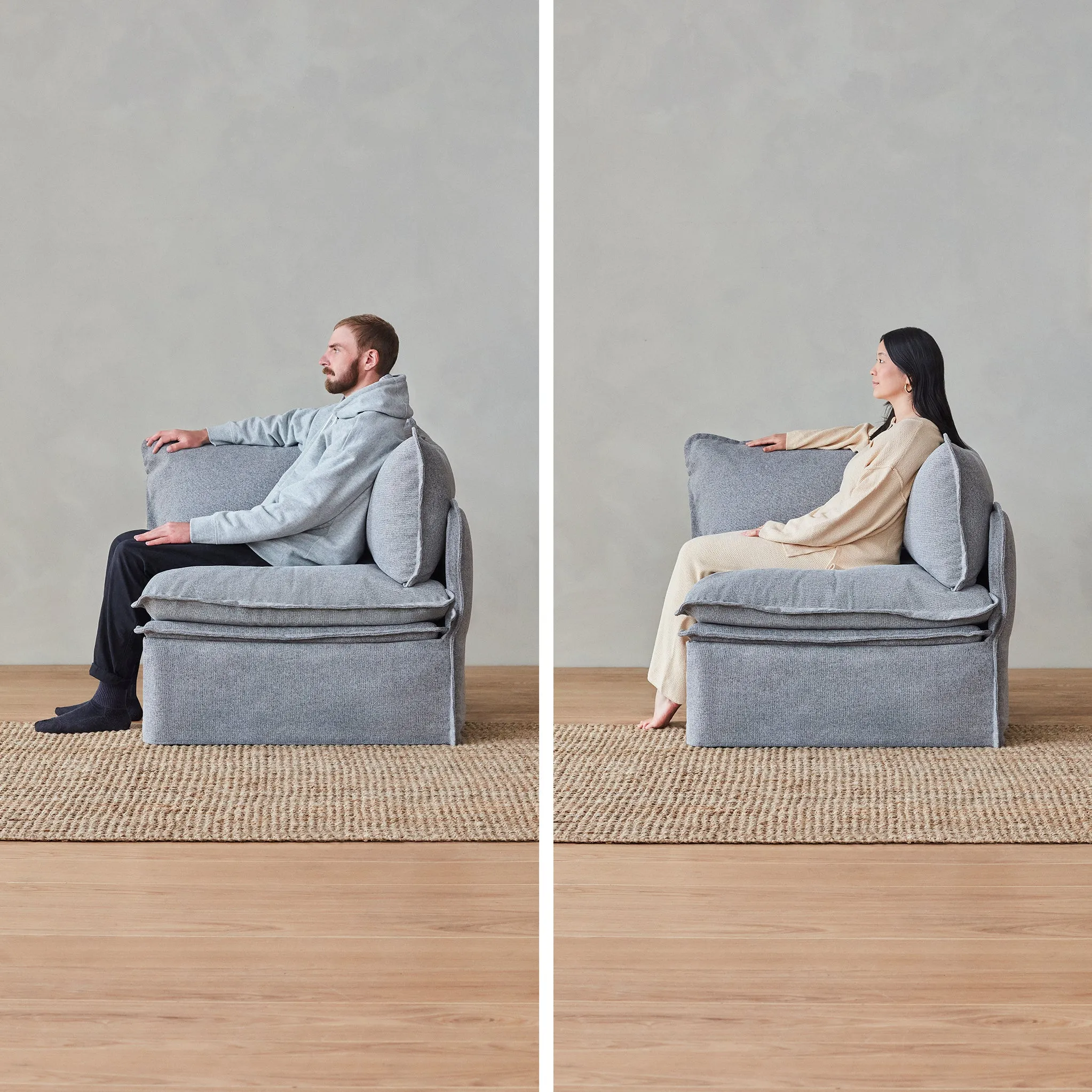 Elevate Comfort Layer Set for Chaise Armchair | Plush Weave in Eggshell