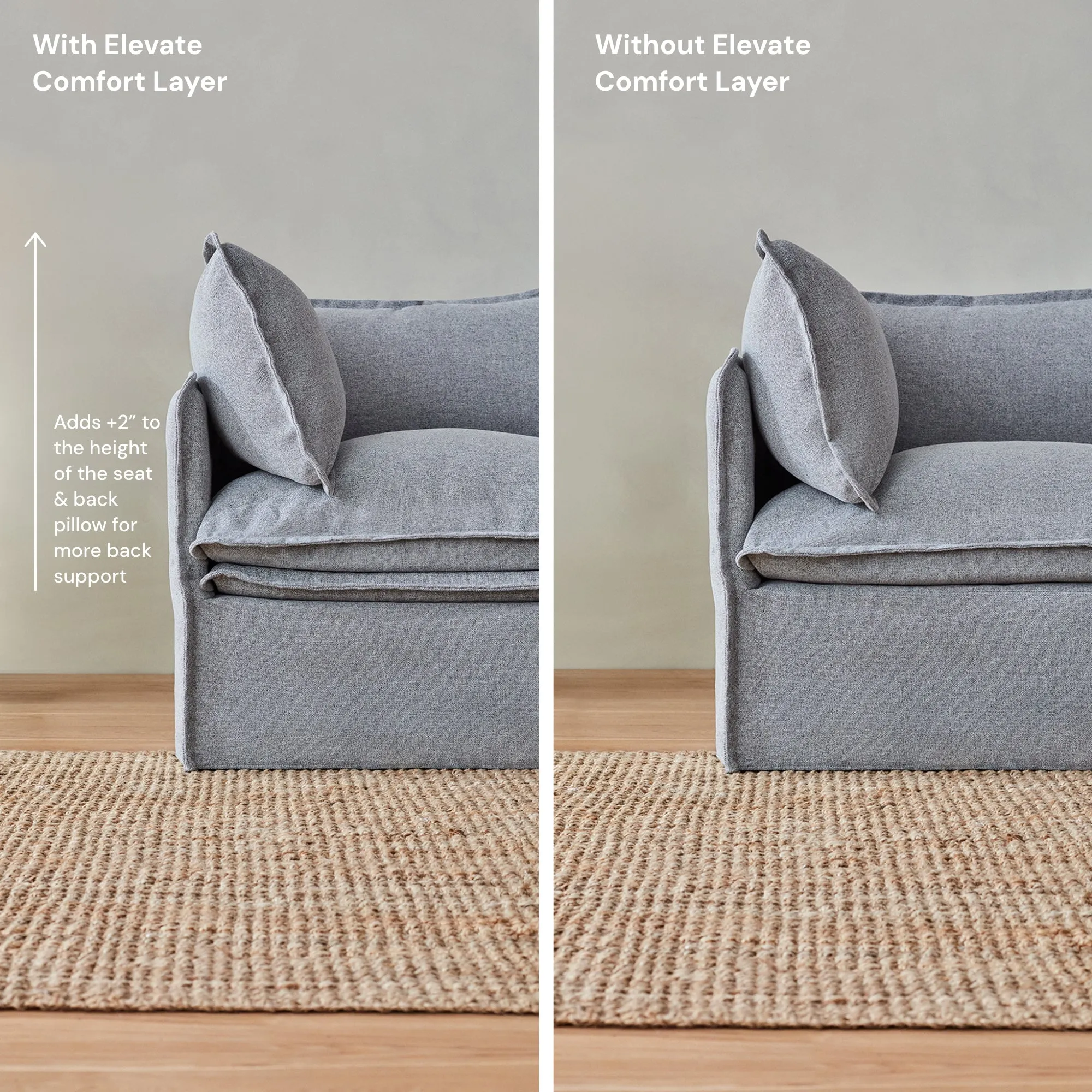 Elevate Comfort Layer Set for Chaise Armchair | Plush Weave in Eggshell
