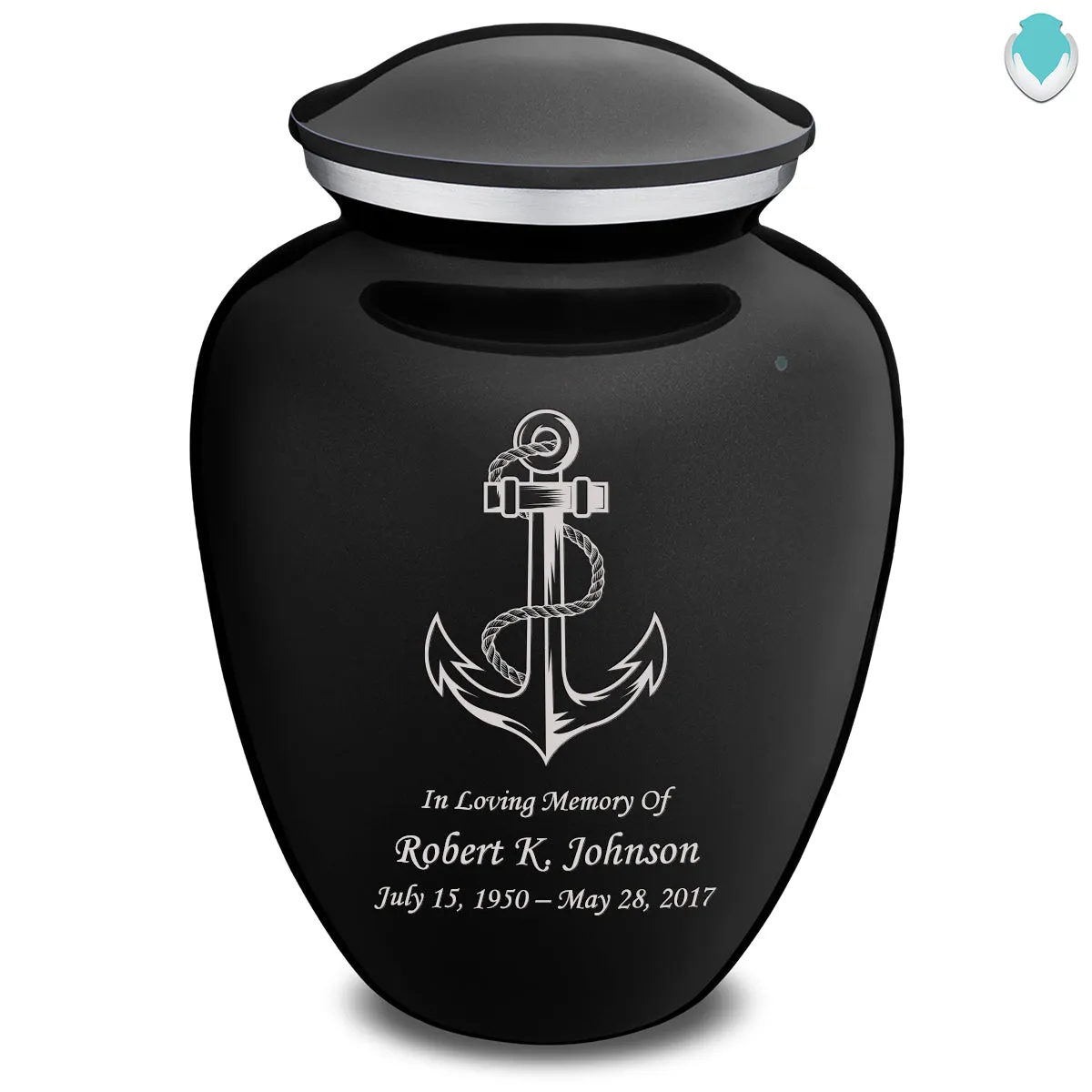 Extra Large Embrace Black Anchor Cremation Urn for Ashes