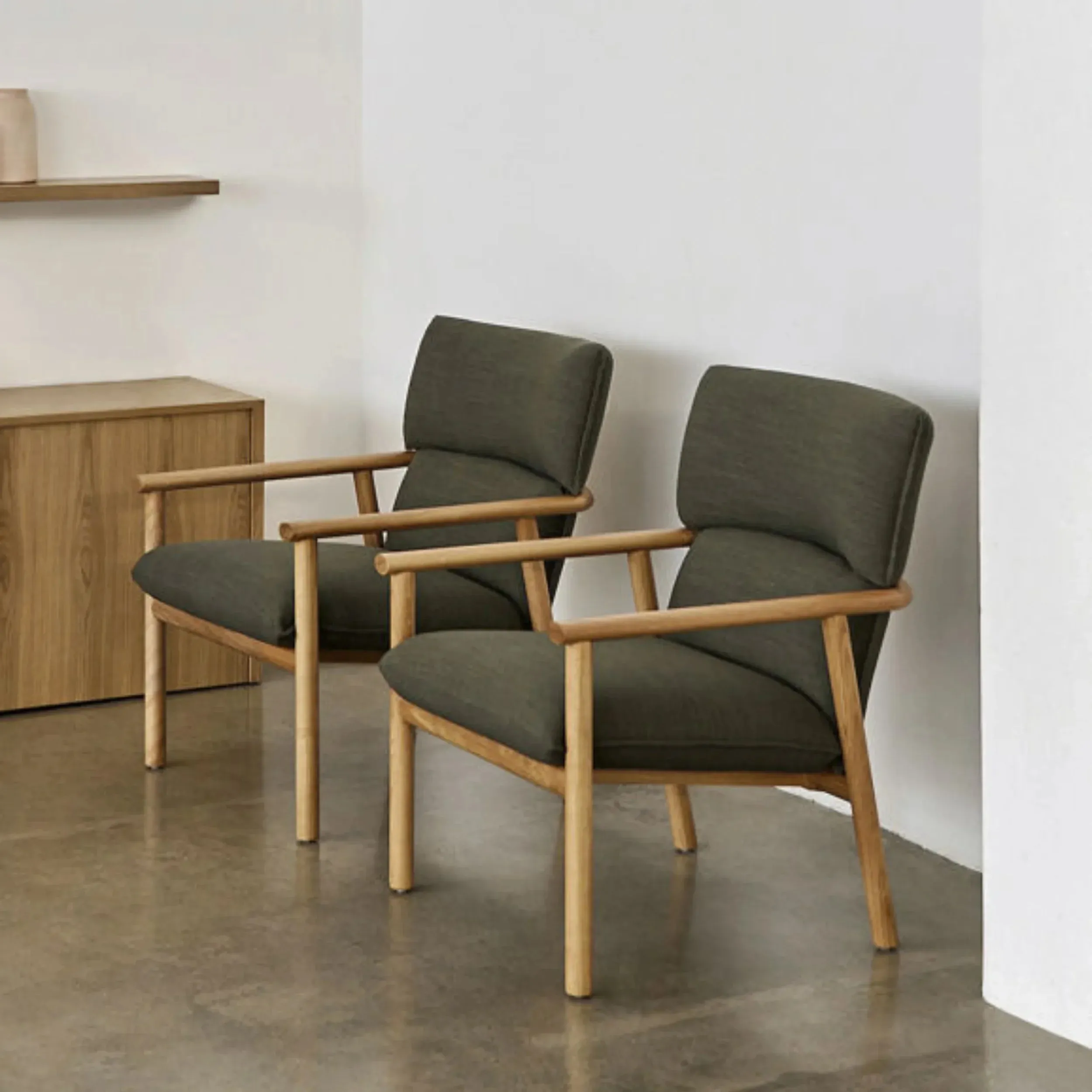 Label Armchair High - Oak/Olive