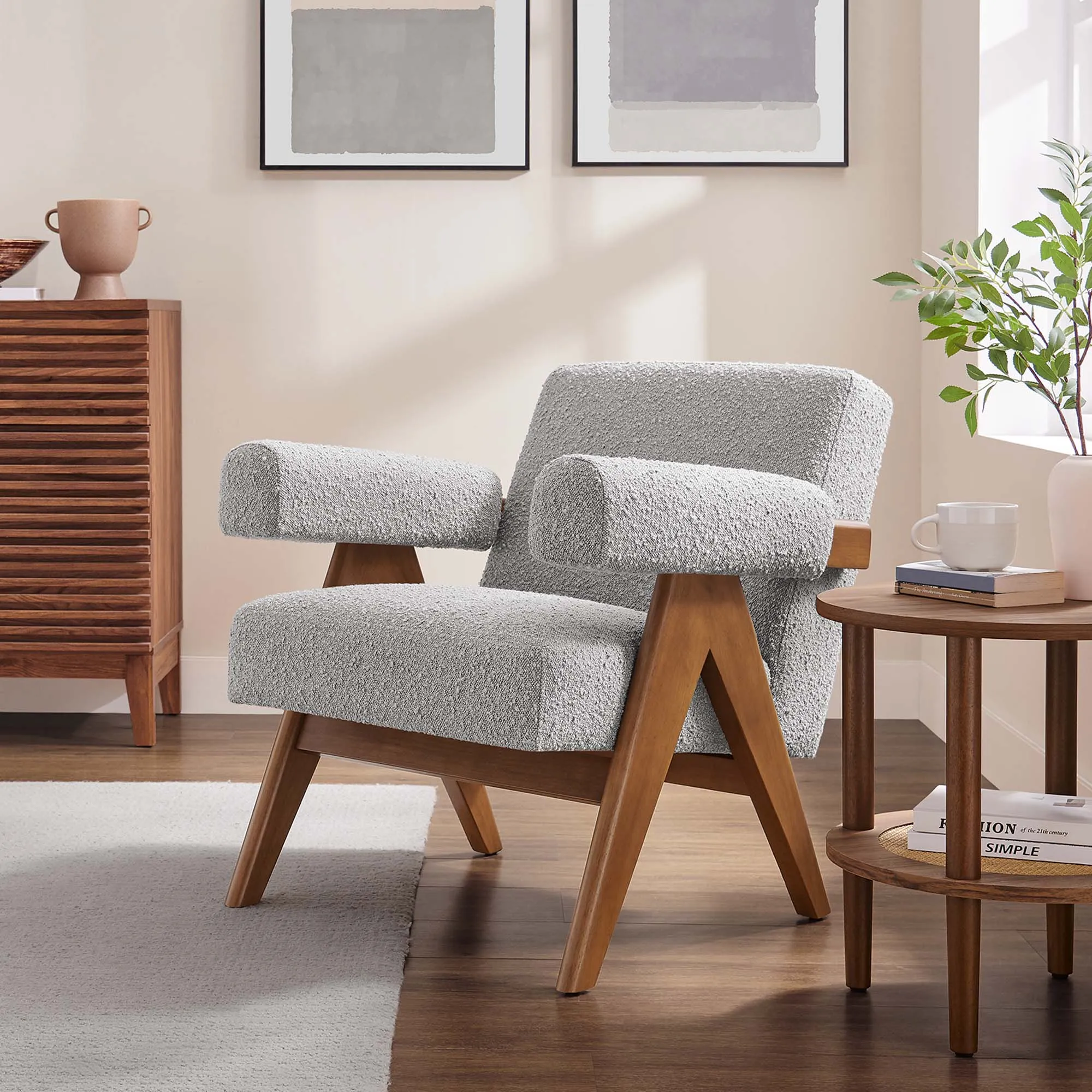 Lyra Boucle Fabric Armchair by Modway
