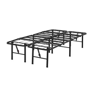 Mainstays MSF436250086005 14" High Quad Fold Steel Platform Bed Frame, Twin, Black