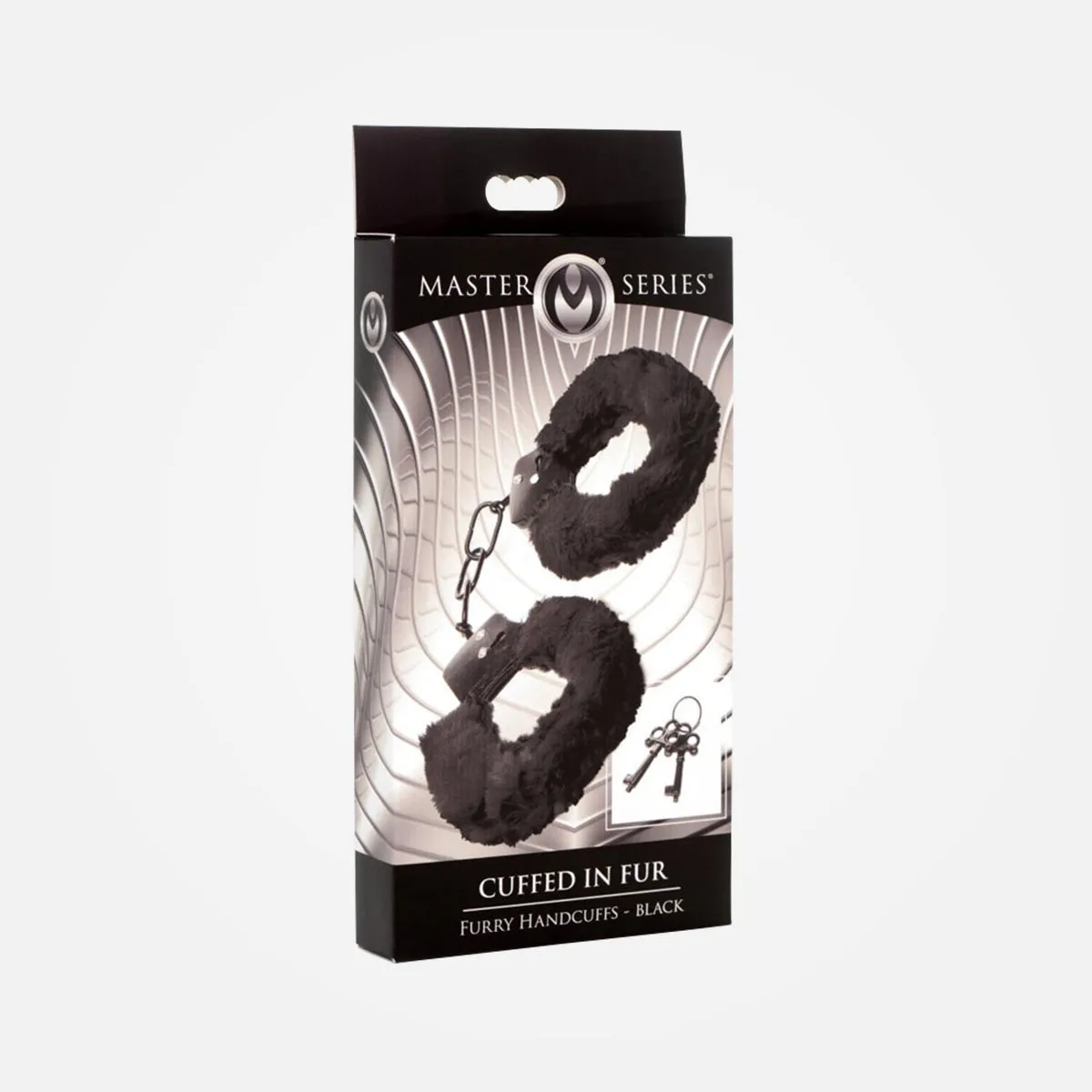 Master Series Cuffed in Fur - Black Fluffy Handcuffs