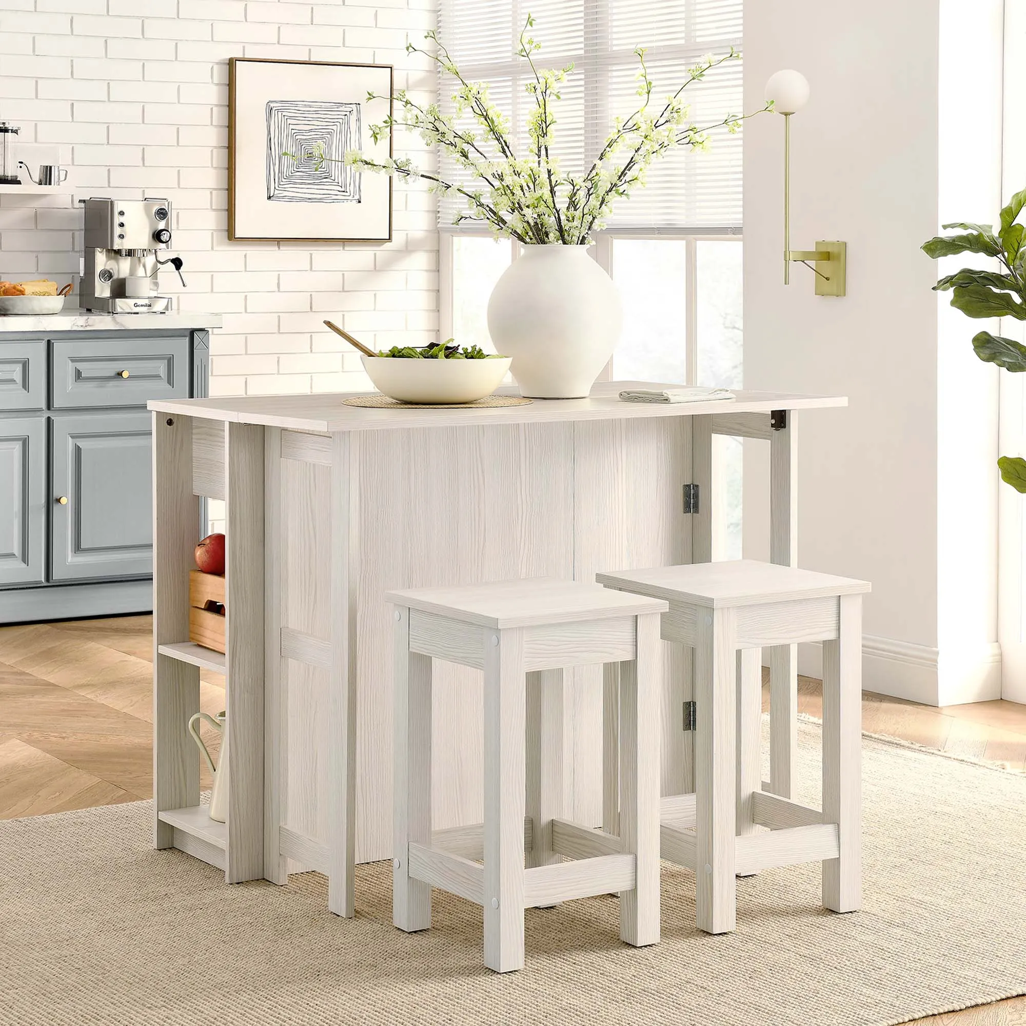 Meadowbrook 3-Piece Kitchen Island and Stool Set by Modway