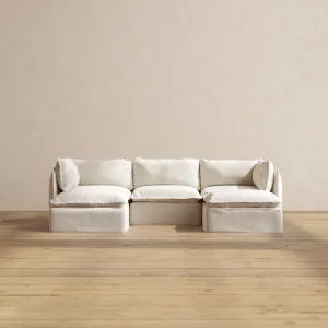 Modular Performance 3-Seater U-Sectional in Flour | Deluxe Blend