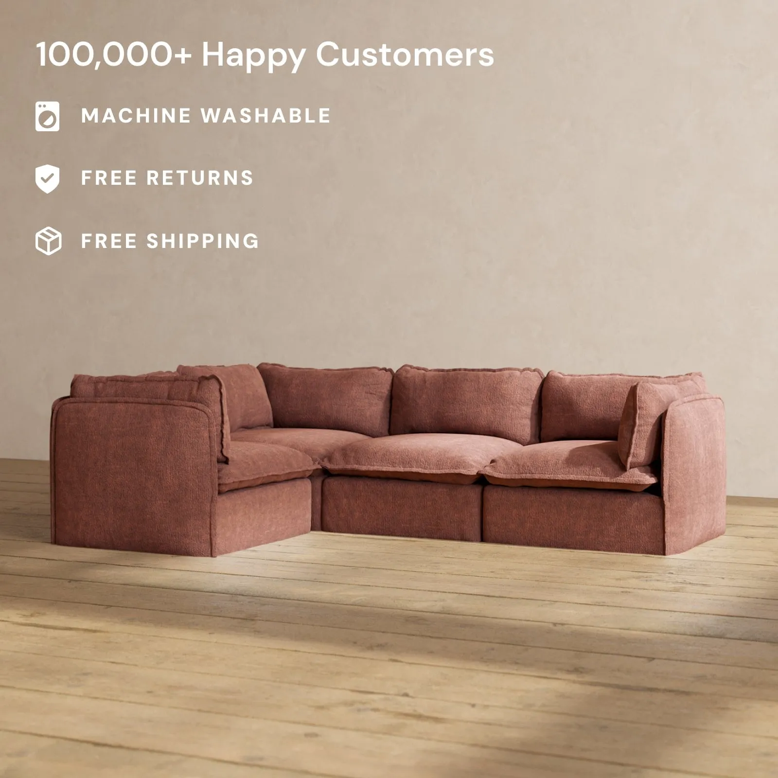 Modular Performance 4-Seater Corner Sectional in Chestnut | Deluxe Blend