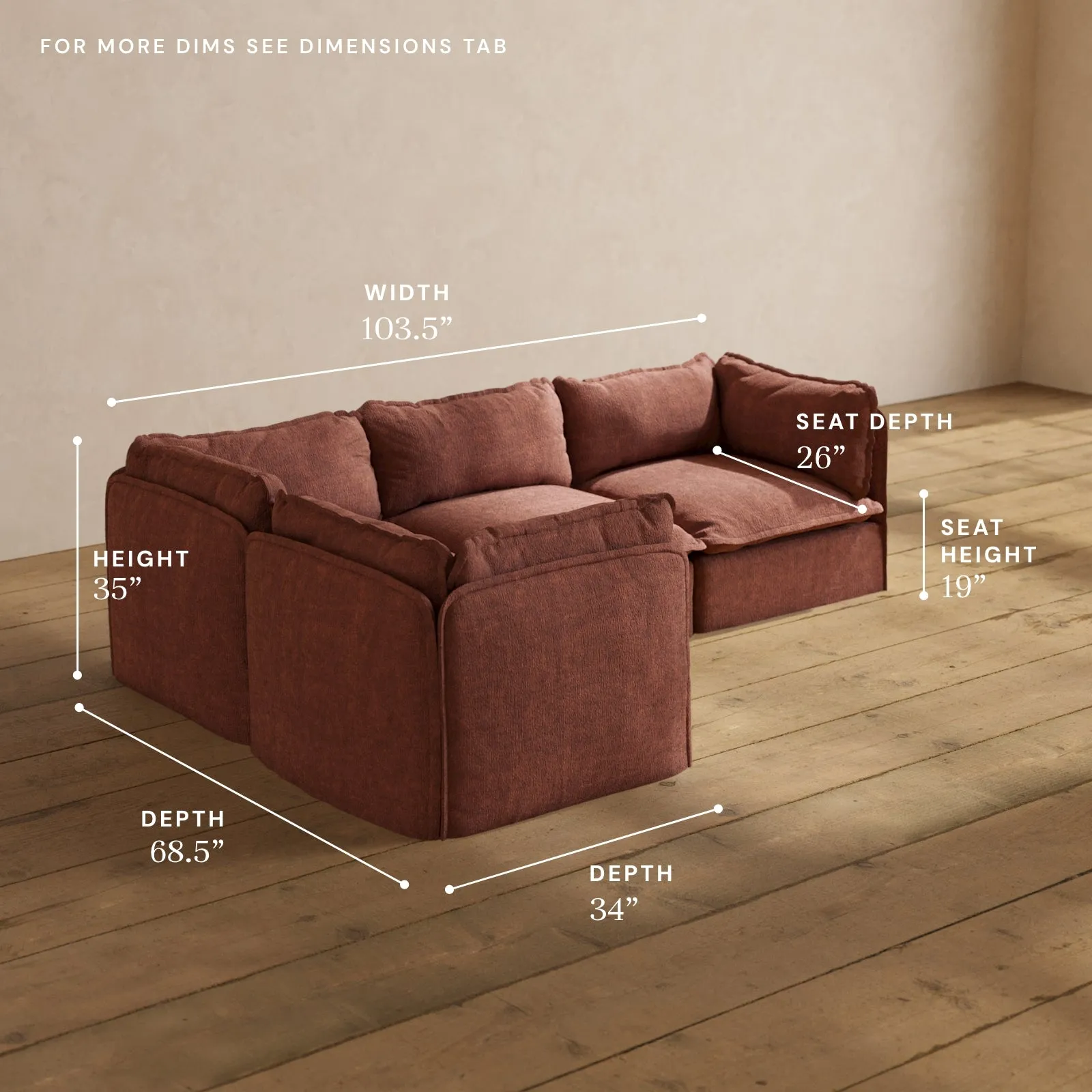 Modular Performance 4-Seater Corner Sectional in Chestnut | Deluxe Blend