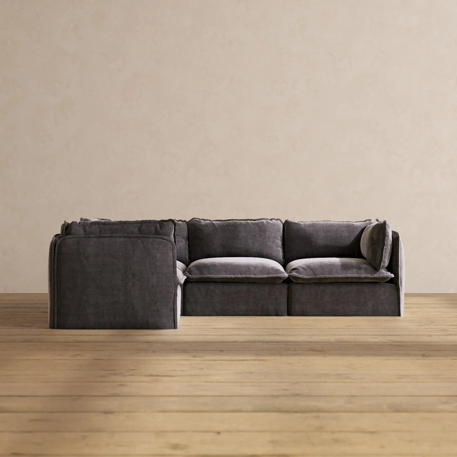 Modular Performance 4-Seater Corner Sectional in Cinder | Deluxe Blend