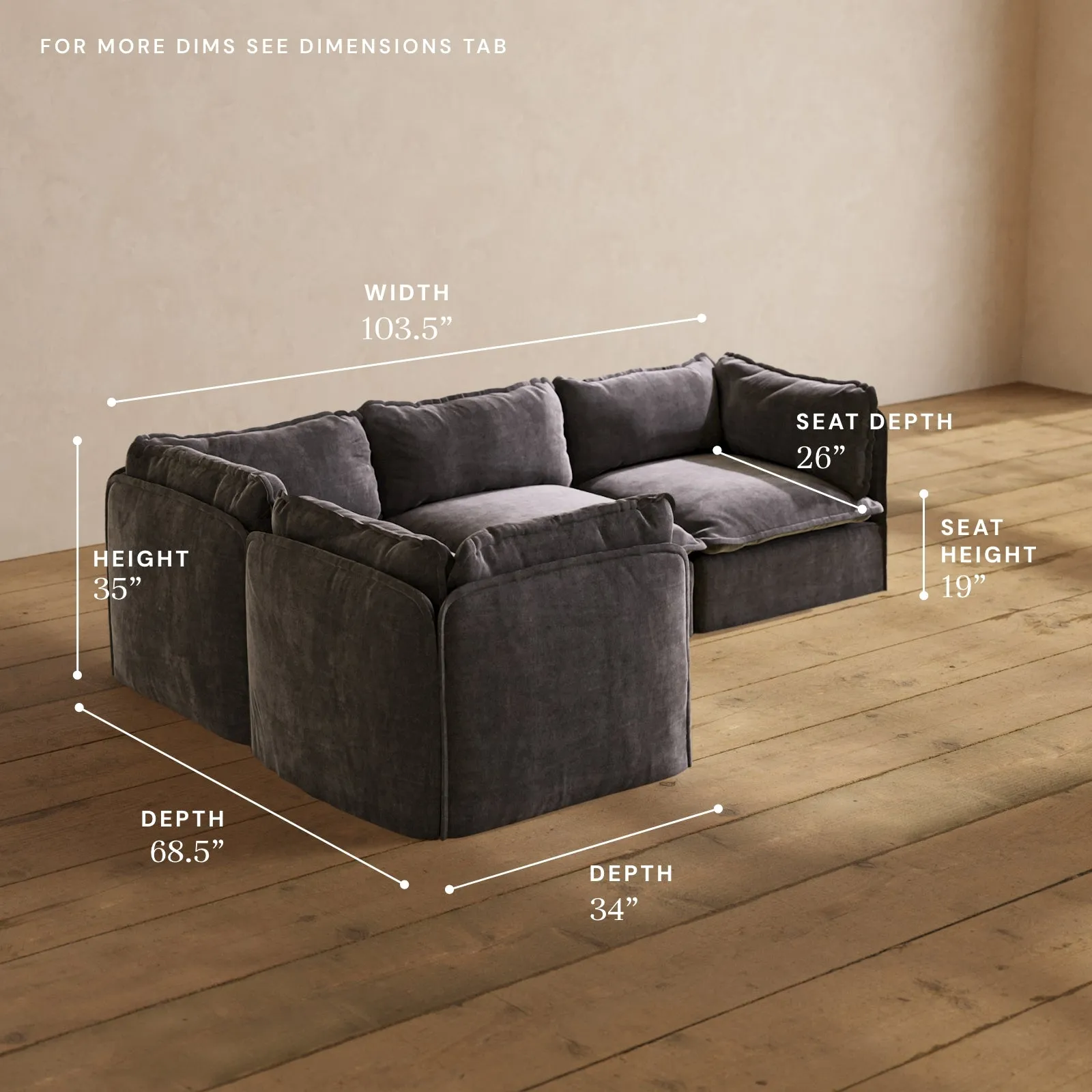 Modular Performance 4-Seater Corner Sectional in Cinder | Deluxe Blend