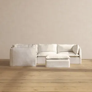 Modular Performance 4-Seater Corner Sectional   Ottoman in Mousse | Deluxe Blend