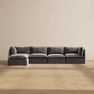 Modular Performance 4-Seater Sectional in Cinder | Relaxed Blend