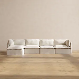 Modular Performance 4-Seater Sectional in Flour | Deluxe Blend