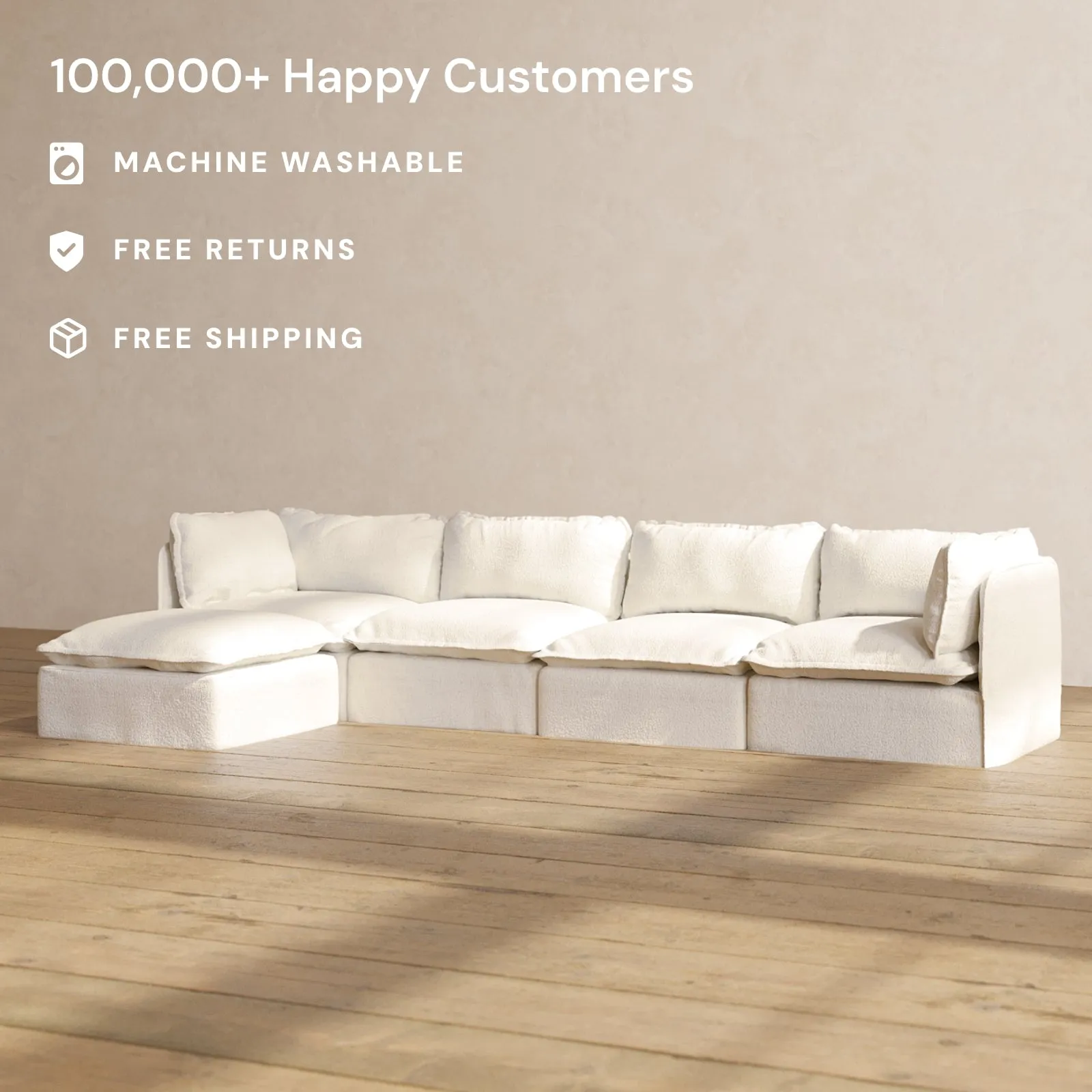 Modular Performance 4-Seater Sectional in Mousse | Relaxed Blend