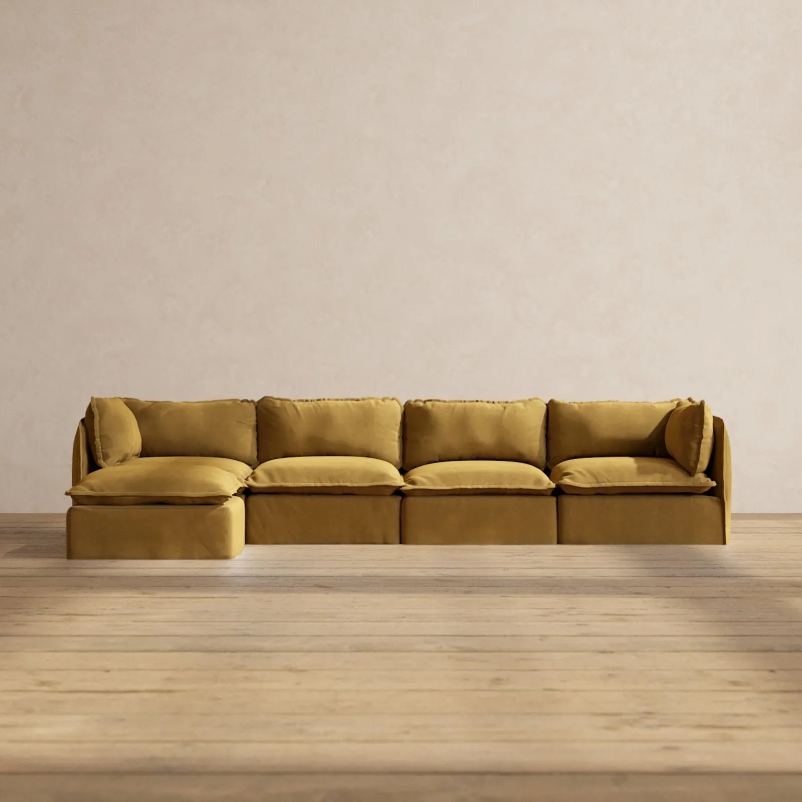 Modular Performance 4-Seater Sectional in Toffee | Relaxed Blend